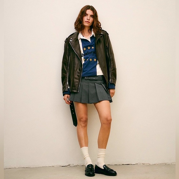 ZARA WASHED FAUX LEATHER OVERSIZED BIKER JACKET - Picture 4 of 14